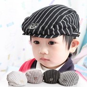 男宝宝绅士帽条纹，贝雷帽春季1-3岁鸭舌帽，可调节可爱二岁超萌