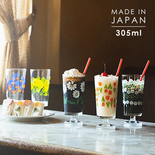 石冢硝子日本进口昭和复古玻璃杯矮脚冰淇淋饮料杯冷水杯
