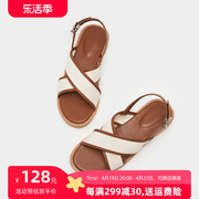 弄里人佳大码女鞋41-43凉鞋夏平底(夏平底)罗马风，复古休闲4042宽胖脚