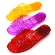 果冻透明水晶塑料平跟女拖鞋女士夏季坡跟厚底室外凉拖鞋塑胶大码