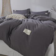 纯色床上四件套被套被罩素色1.8米1.5床单人女宿舍床品三件套冬季