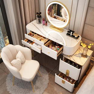 轻奢梳妆台卧室现代简约2022年ins风小户型化妆桌收纳柜一体