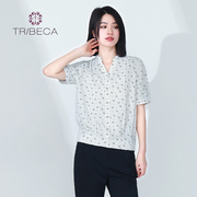 tribeca翠贝卡夏季商场，同款t2225f02c678女士，小碎花雪纺短袖衬衫