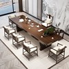 新中式实木长茶桌原木茶桌椅组合茶板小型功夫办公室长条仿古家具