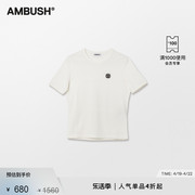 AMBUSH男女同款白色LOGO徽章刺绣设计圆领短袖T恤