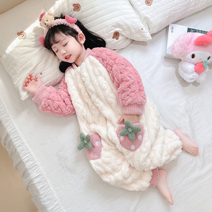 女童睡袋珊瑚绒冬季加厚款，婴儿宝宝防踢被秋冬儿童法兰绒冬款睡衣
