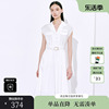 xg雪歌xi204044a451通勤白色，无袖连衣裙2023夏季高腰衬衫裙女