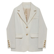 杏白色小西装外套小众设计英伦风自制春秋，韩版女西服西装外套