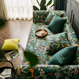 美式时尚沙发垫田园，四季通用纯棉布艺，坐垫简约沙发巾盖布防滑