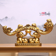高档黄铜如意摆件大象公司办公室装饰品吉祥如意铜象吸财象铜开业