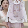 女童新中式套装2024女宝宝刺绣马甲短裙女孩，国风马面裙三件套