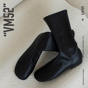 VM52原创设计UHR鸭嘴形圆头平底中筒时装袜靴女忍者弹力靴子
