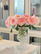 法式透明花瓶浮雕脚玻璃花台面插花水养客厅餐桌婚礼装饰花器摆件