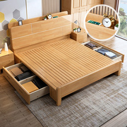 实木床北欧风格原木简约现代卧室日式家具1.5米1.8双人收纳储物床