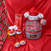 宝宝拜年服汉唐装红色礼盒，婴儿中国风，男女冬季送礼新生儿周岁礼物