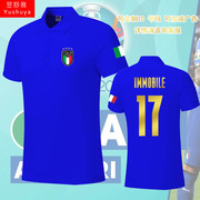 意大利队服欧洲杯因莫比莱基耶利尼足球迷polo衫，男女短袖t恤半袖