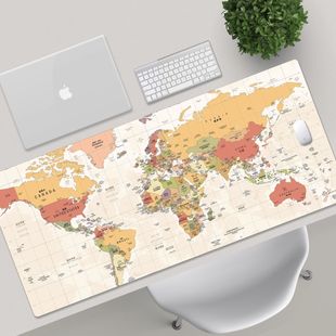 世界地图鼠标垫超大号电脑键盘男中国风复古桌垫电竞办公创意