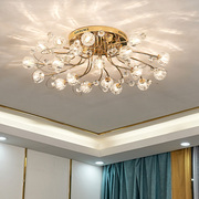 欧式客厅大灯水晶吸顶灯现代简约卧室灯圆形轻奢金色餐厅灯具