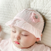 婴儿帽子夏季薄款护囟门，帽女宝宝遮阳纯棉夏天新生幼儿女童护脑门