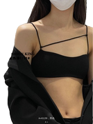A+法式美背吊带薄款文胸性感黑色纯棉小胸无钢圈内衣女士胸罩