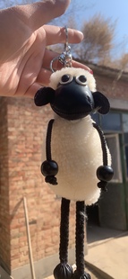 小羊肖恩公仔玩具儿童礼物羊羔，毛真皮(毛真皮)皮草挂件情侣钥匙扣包包玩偶