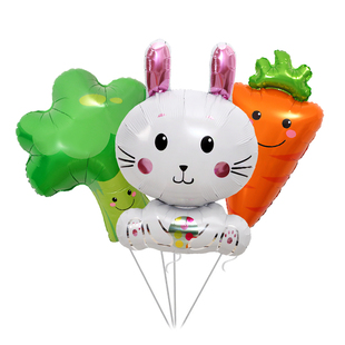 六一儿童节幼儿园装饰布置卡通气球 兔子造型卡通气球 胡萝卜气球