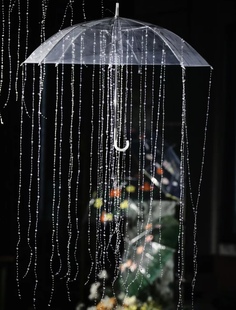 仿下雨情景水滴雨伞店铺商场影楼挂件拍摄写真道具手工吊顶装饰