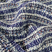 蓝色小香风布料布头，薄款细腻多色混纺，编织花呢连衣裙三件套面料