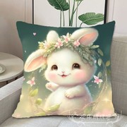 十二生肖兔抱枕十字绣线绣沙发靠枕卧室动物兔子自己绣满绣