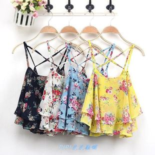 dresses女士雪纺吊带衫 women summer chiffon blouse shirts