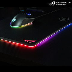 ROG 烈焰战甲 鼠标垫RGB呼吸灯硬质游戏鼠标垫QPi无线充电发光电