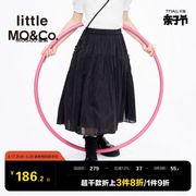 little moco童装夏装儿童女童中长款抽褶半身裙子KBB2SKT006