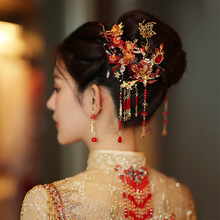 水舞U1511新娘头饰中式红色古装套装结婚礼秀禾礼服旗袍发饰