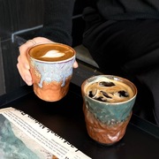 ins风日式复古陶瓷手工做旧粗陶创意杯子意式中古拉花咖啡杯水杯