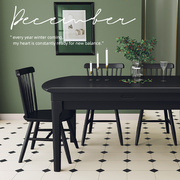 复古美式全实木餐桌餐椅组合可伸缩折叠饭桌雅黑法式餐桌长方形