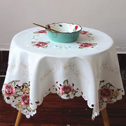 欧式布艺餐桌布花卉植物网红刺绣桌布空调防尘盖布茶几布不防水