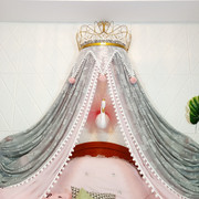 床幔床头帘欧式公主，房灰蕾丝装饰纱幔莫兰迪色通用可定制含子