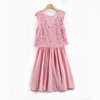 z0欧美外贸大牌蕾丝，粉色高腰个性气质，品质吊带雪纺夏季连衣裙