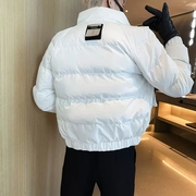 男士白色羽绒棉服立领短款韩版潮流2023冬季加厚保暖棉衣外套
