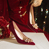 红色结婚鞋女2023秋冬秀禾婚纱两穿高跟鞋中式新娘敬酒礼服鞋