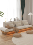 喜临门日式沙发实木框架客厅小户型，北欧简约储物三人地台布艺原木