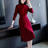 红色连衣裙冬天女长款气质，宽松高端洋气2023喜庆针织毛衣裙子