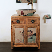 中式艺术洗手台盆柜，组合实木浴柜洗漱盆，小户型现代简约台上盆