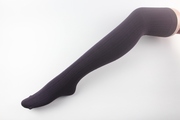 深紫色竖条麻花直条显瘦过膝高筒袜(高筒袜)天鹅绒大腿袜