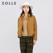 ZOLLE因为秋冬纯色百搭短棉衣时尚蕾丝拼接女上衣保暖外套