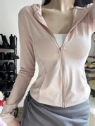 粉色冰丝防晒衣女款夏季修身瑜伽服外套紧身上衣2024短款开衫