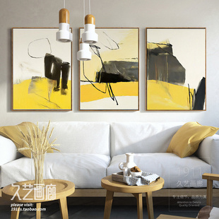 现代简约抽象装饰画客厅沙发，背景墙挂画玄关走道，艺术壁画三联画