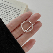 925纯银碎银子戒指女小众设计感食指戒指环，转运珠弹力绳素圈戒子