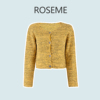 roseme气质姜黄色(姜黄色，)混色开衫上衣2023秋季韩版宽松百搭女装外套