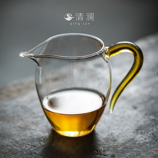 清澜公道杯耐热玻璃分茶器带茶滤中式泡茶杯高端公(高端公)杯茶具茶海套装